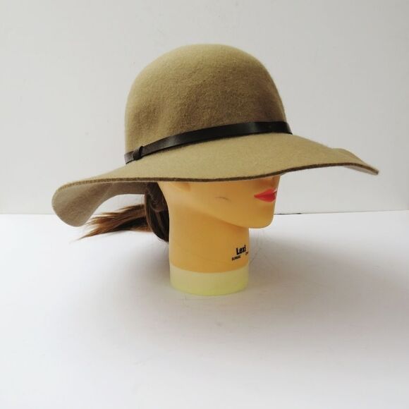 Nordstrom Wool Tan Camel Heathered Wide Brim Floppy Hat - Picture 1 of 9